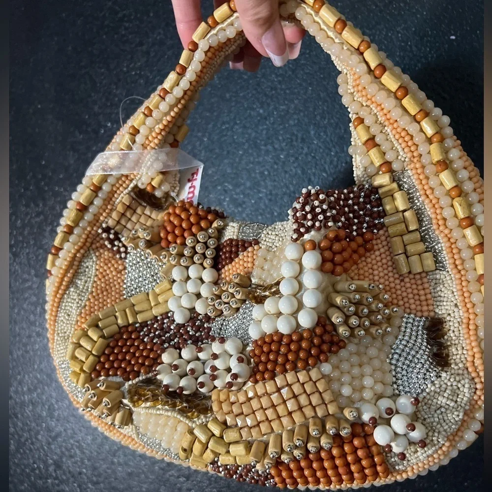 🤎🔥Viral Made in India handcrafted Beaded Handbag with Earthy Brown Tones🤎🔥NWT